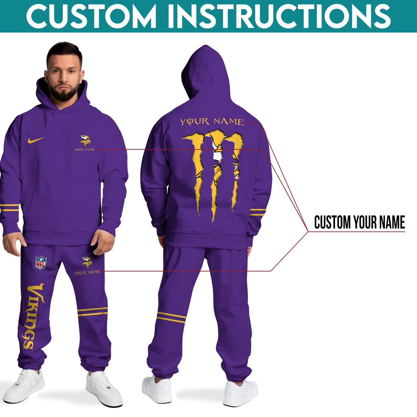 Minnesota Vikings Combo Custom Hoodie And Sweatpants, Gift For Sport Fans ETRG-62589