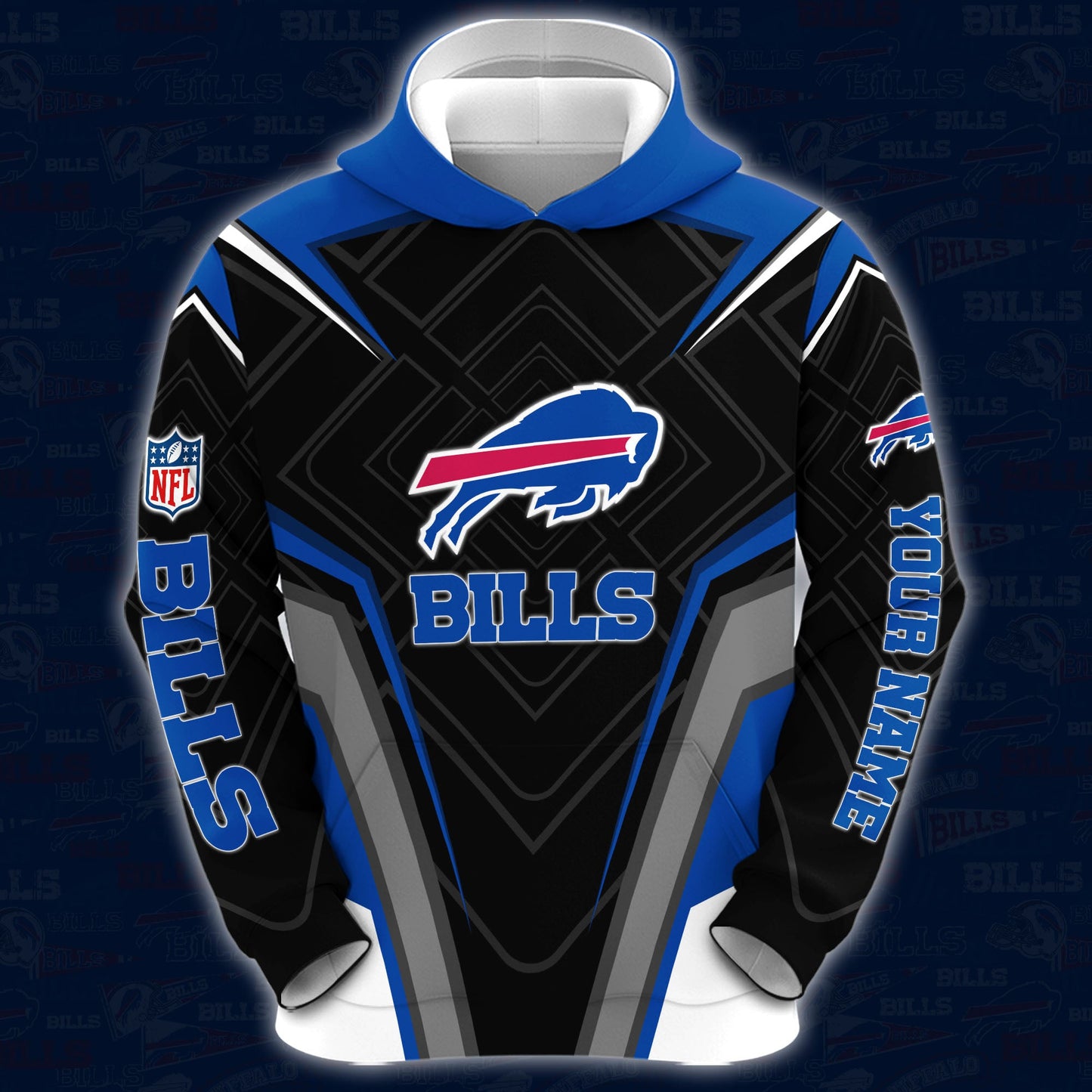 Buffalo Bills Combo Hoodie And Sweatpants Custom Your Name, Sport Hoodie Sweatpants Set, Sport Gifts For Fans ETRG-62591
