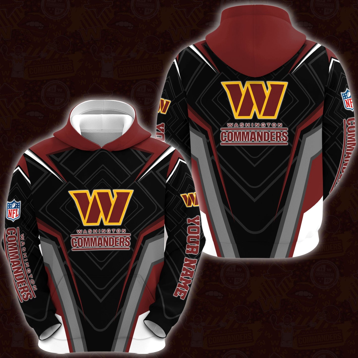 Washington Commanders Combo Hoodie And Sweatpants Custom Your Name, Sport Hoodie Sweatpants Set, Sport Gifts For Fans ETRG-62591