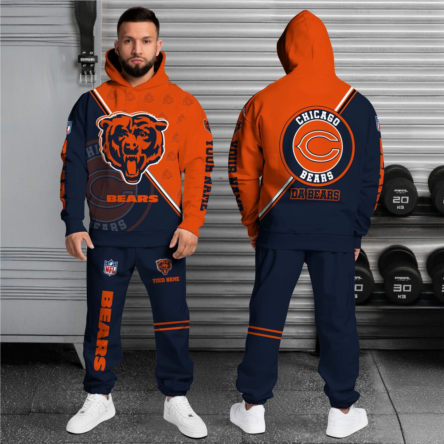 Chicago Bears Combo Hoodie And Sweatpants Custom Your Name, Sport Clothings, Sport Gifts ETRG-62940