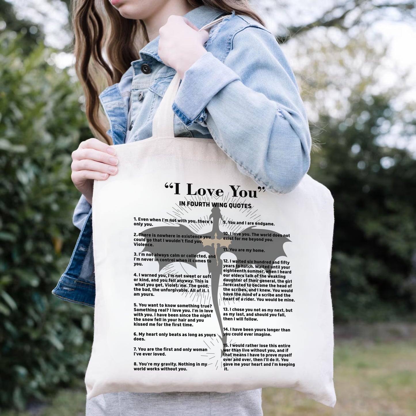 Fourth Wing Love Quotes Tote Bag – Violet & Xaden Moments