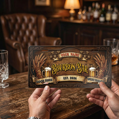 Custom Bourbon Bar License Plate, Basement Bar Wall Decor, Gift For Him ETHY-04085924