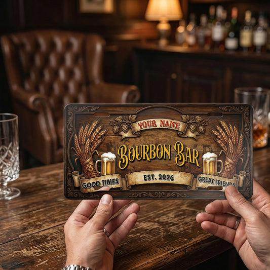 Custom Bourbon Bar License Plate, Basement Bar Wall Decor, Gift For Him ETHY-04085924