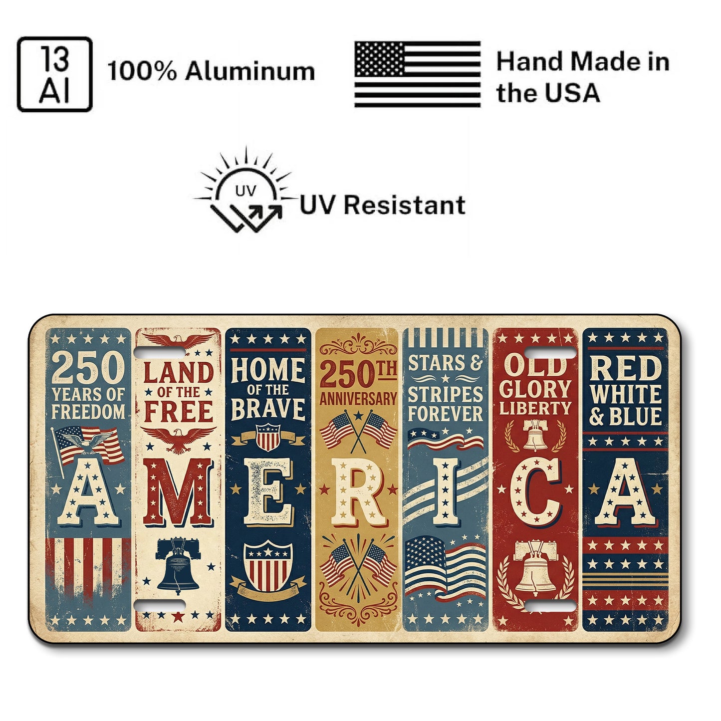 Patriotic 1776-2026 250th Anniversary License Plate, 250th Anniversary Gifts ETHY-01225201